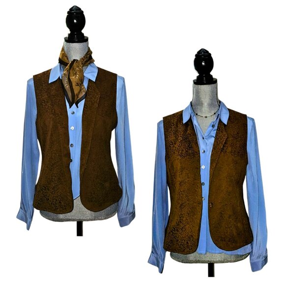 Petite Sophisticate Vest Sleeveless Floral Waistcoat Gilet | EUC | 10P | Brown - Picture 16 of 16
